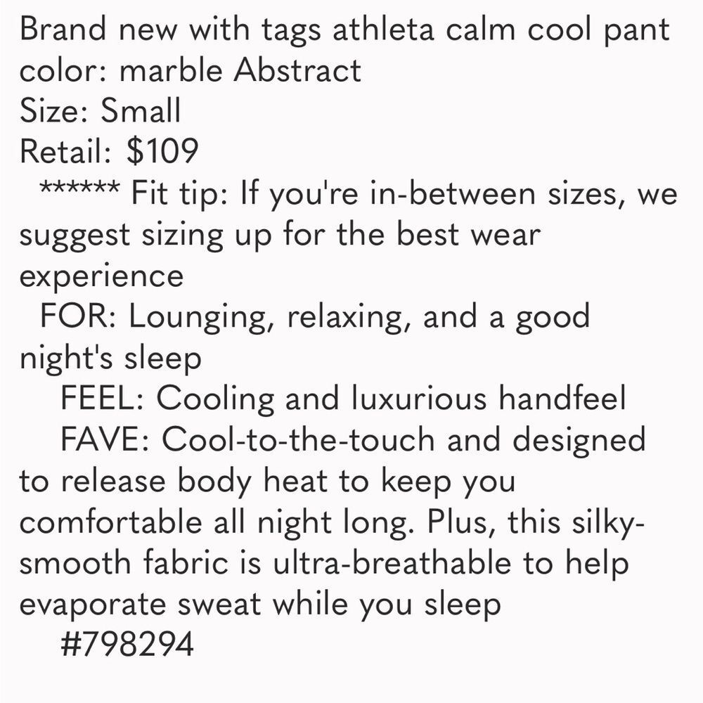 NWT Athleta Calm Cool Pant. Grey Black Marble with White.  Small - Picture 6 of 9